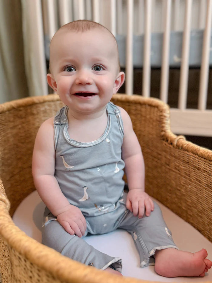 Cotton Tank Romper Baseball Goose