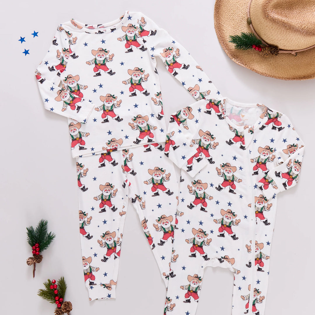 Bamboo Pajama Set Western Santa