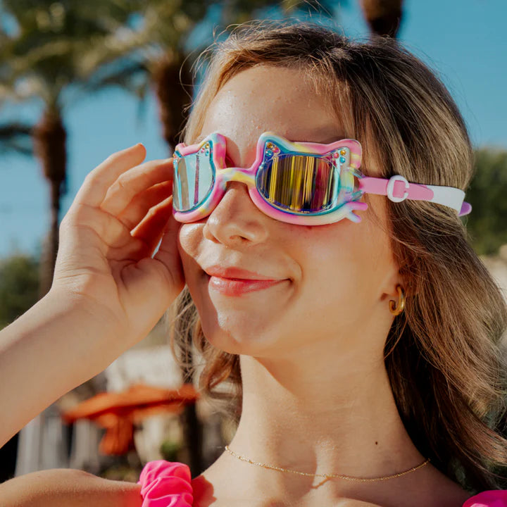 Tie-Dye Tabby Kids’ Swim Goggles