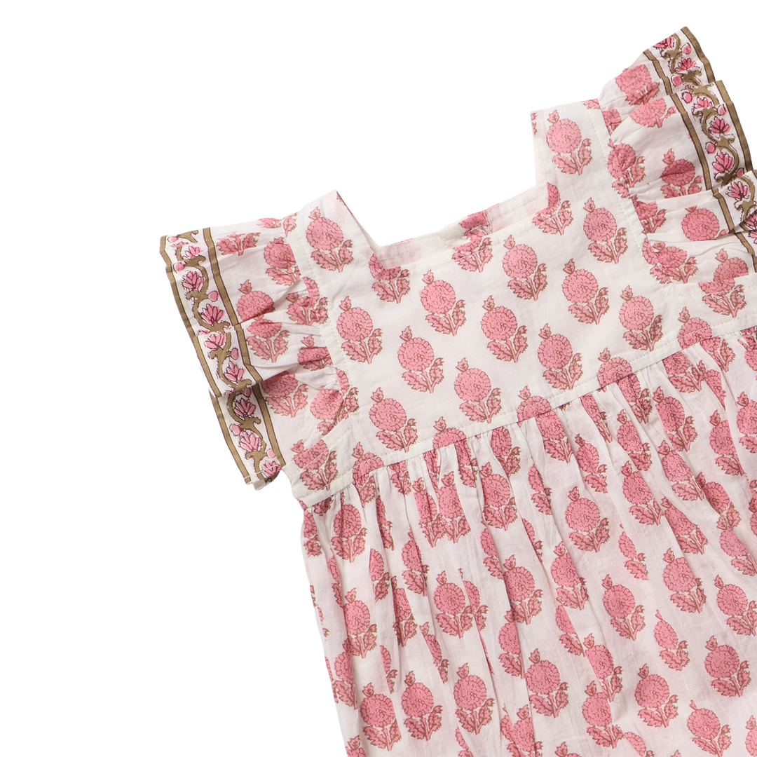 Girls Elsie Dress Pink Dahlia Floral
