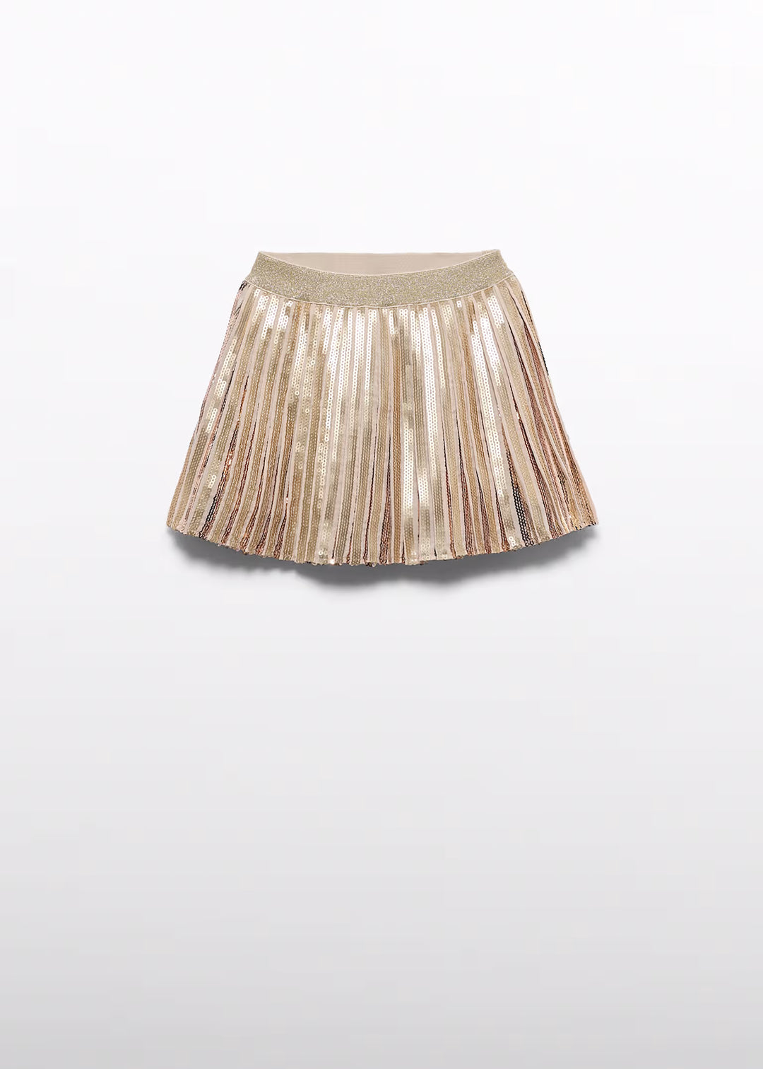 Gold Sequin Pleated Skirt