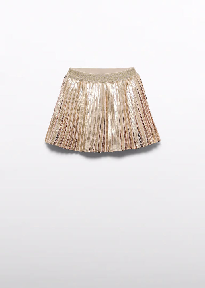 Gold Sequin Pleated Skirt