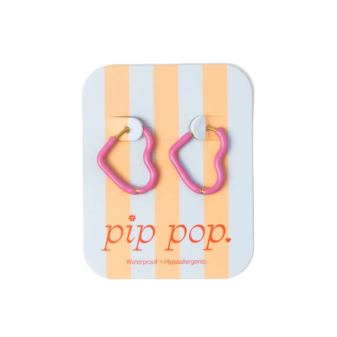 Enamel Heart Hoop Earrings