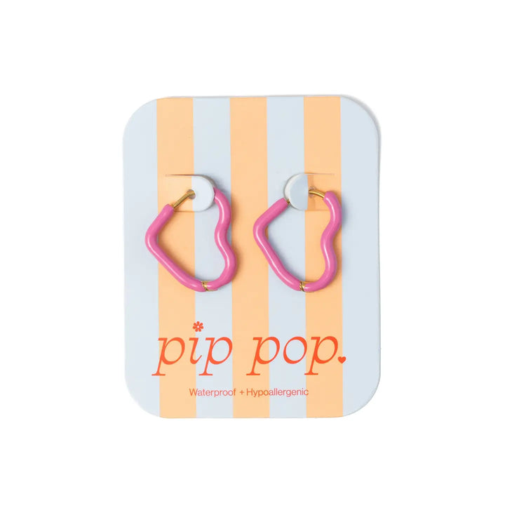 Enamel Heart Hoop Earrings