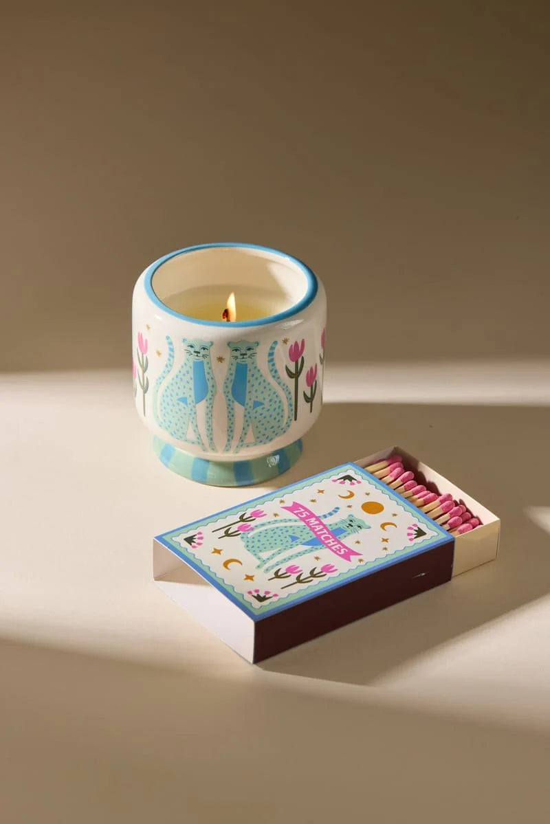 A Dopo 8 oz Hand Painted Blue Cheetah&