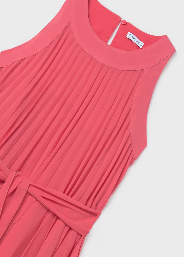 Pleated Coral Dress