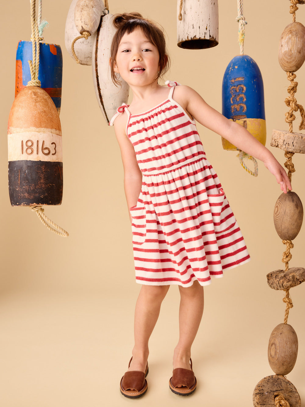 Terrycloth Tie Shoulder Twirl Dress