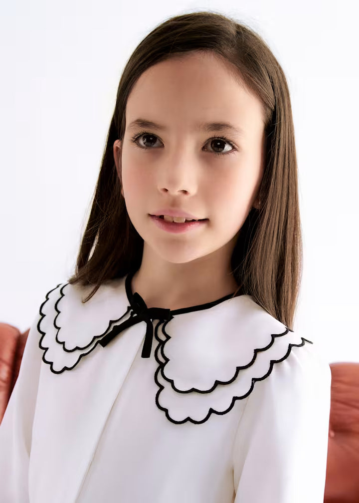Chiffon Blouse with Embroidered Collar