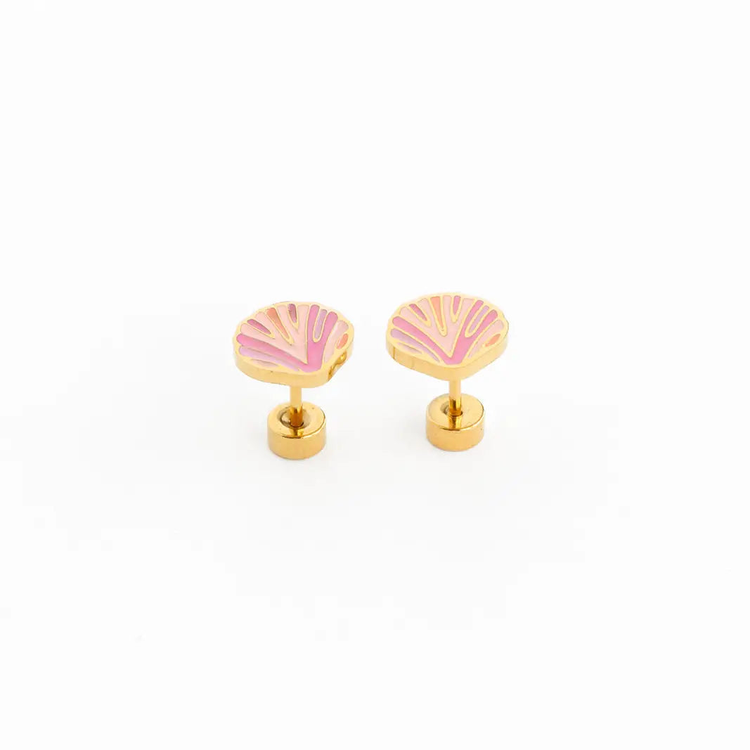 Pink Seashell Stud Earrings