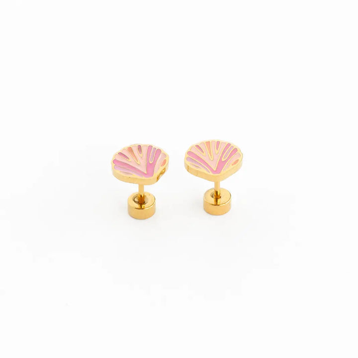 Pink Seashell Stud Earrings