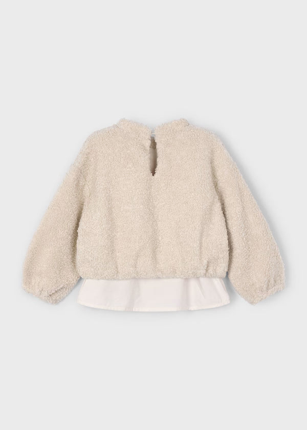 Pullover with Contrast Sherpa