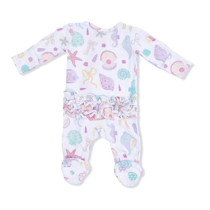 Beach Days Ruffle Back Zipper Footie
