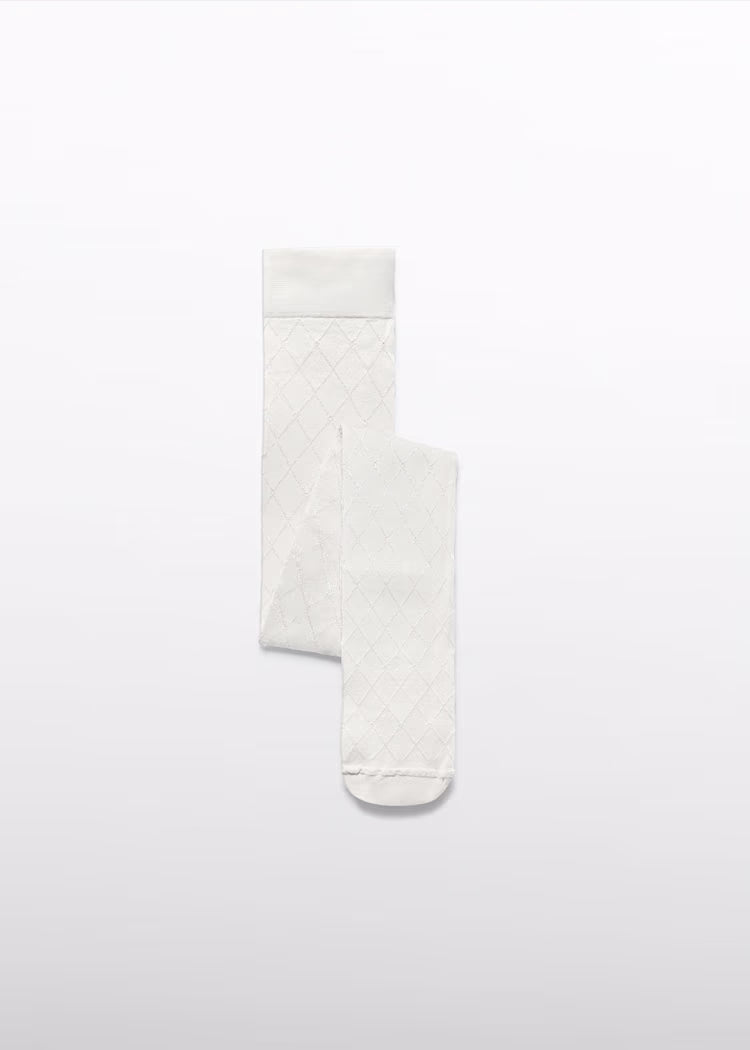 Cream Diamond Jacquard Tight