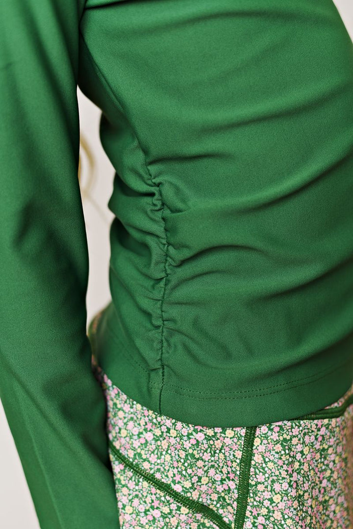 Olive Ruched Top