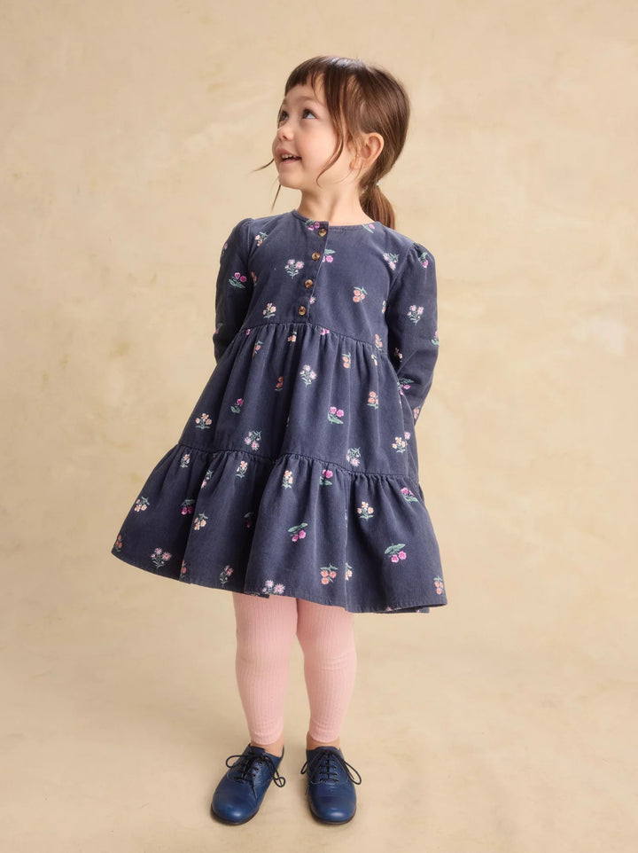 Corduroy Henley Shirtdress - Midnight Posy