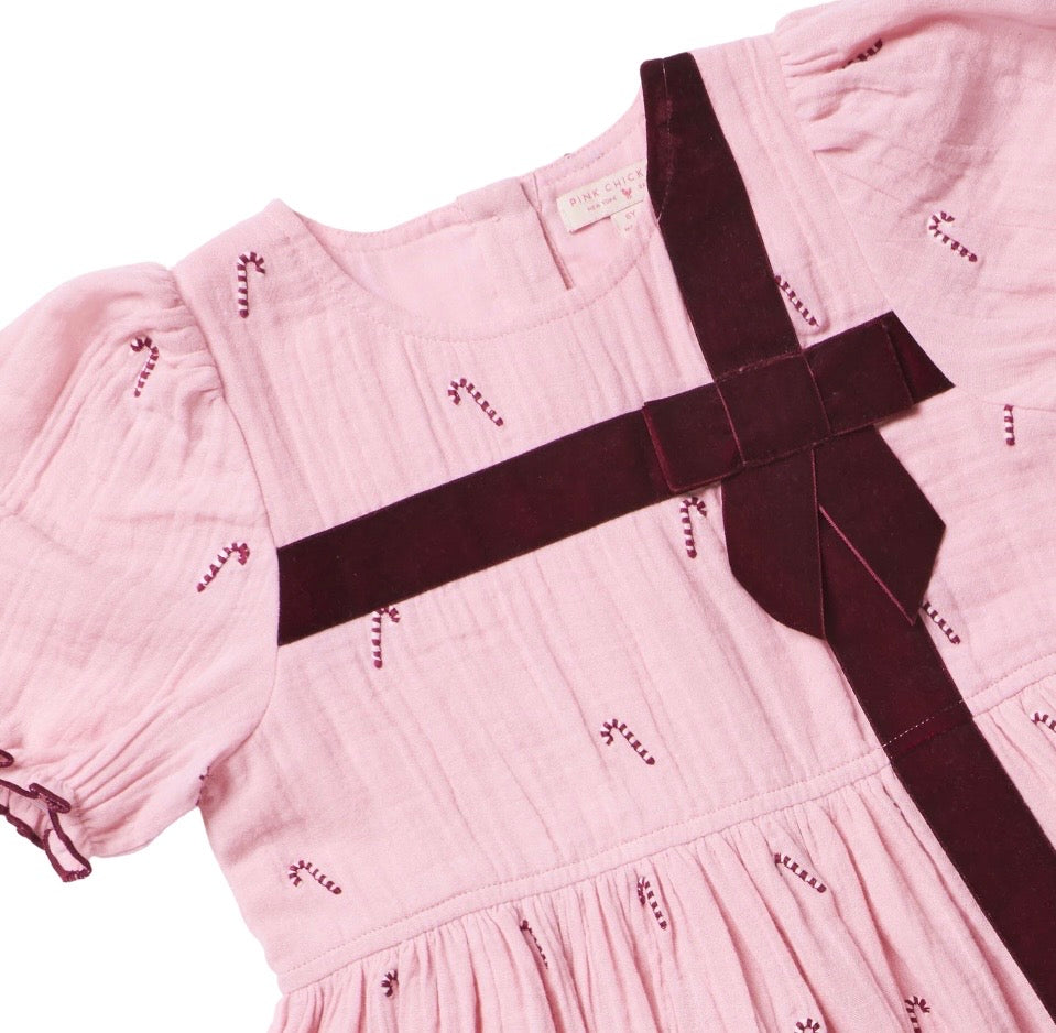 Liliana Dress Pink Velvet Bow