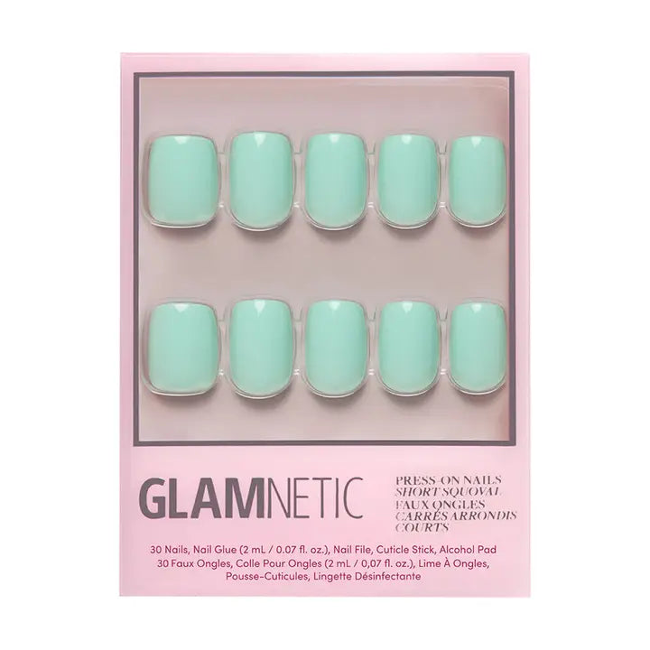 Soft Teal Press-On Nails | Short Squoval Solid Nail
