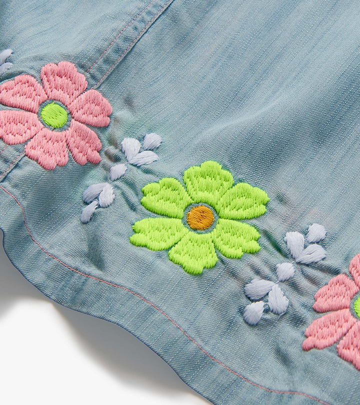 Tencel Embroidered Pinafore Dress