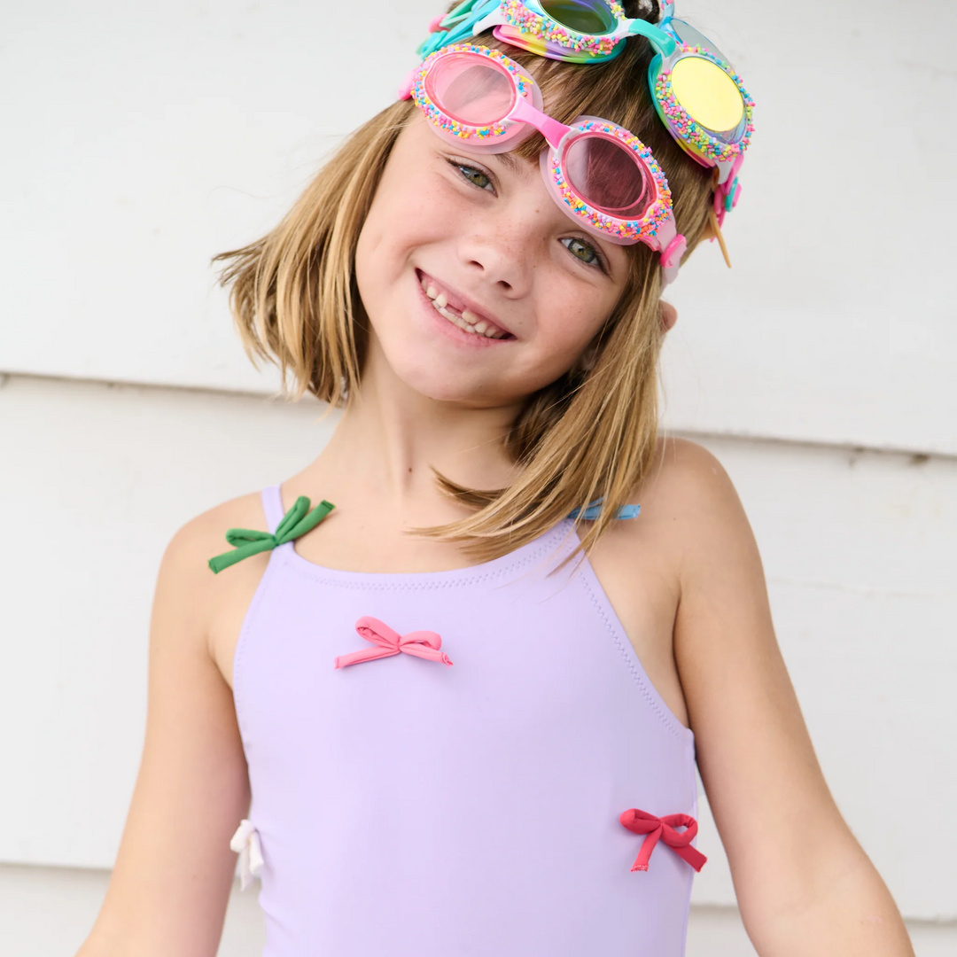 Lottie Suit Lavender Multi Bow Applique