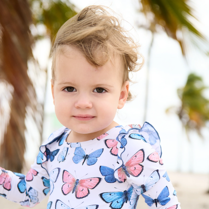 Baby Girl Rachel Suit Vintage Blue Butterflies