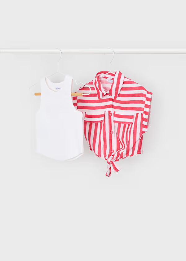 Striped Shirt with Tank Set