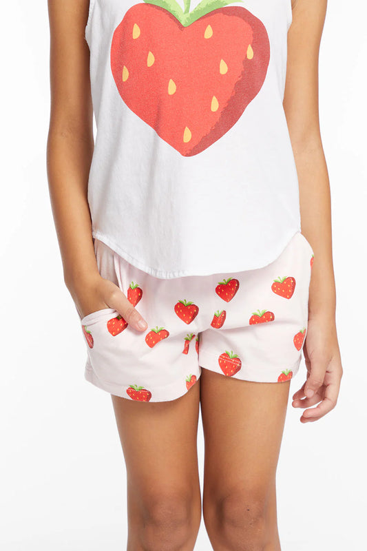 Heart Strawberry All Over Girls Shorts