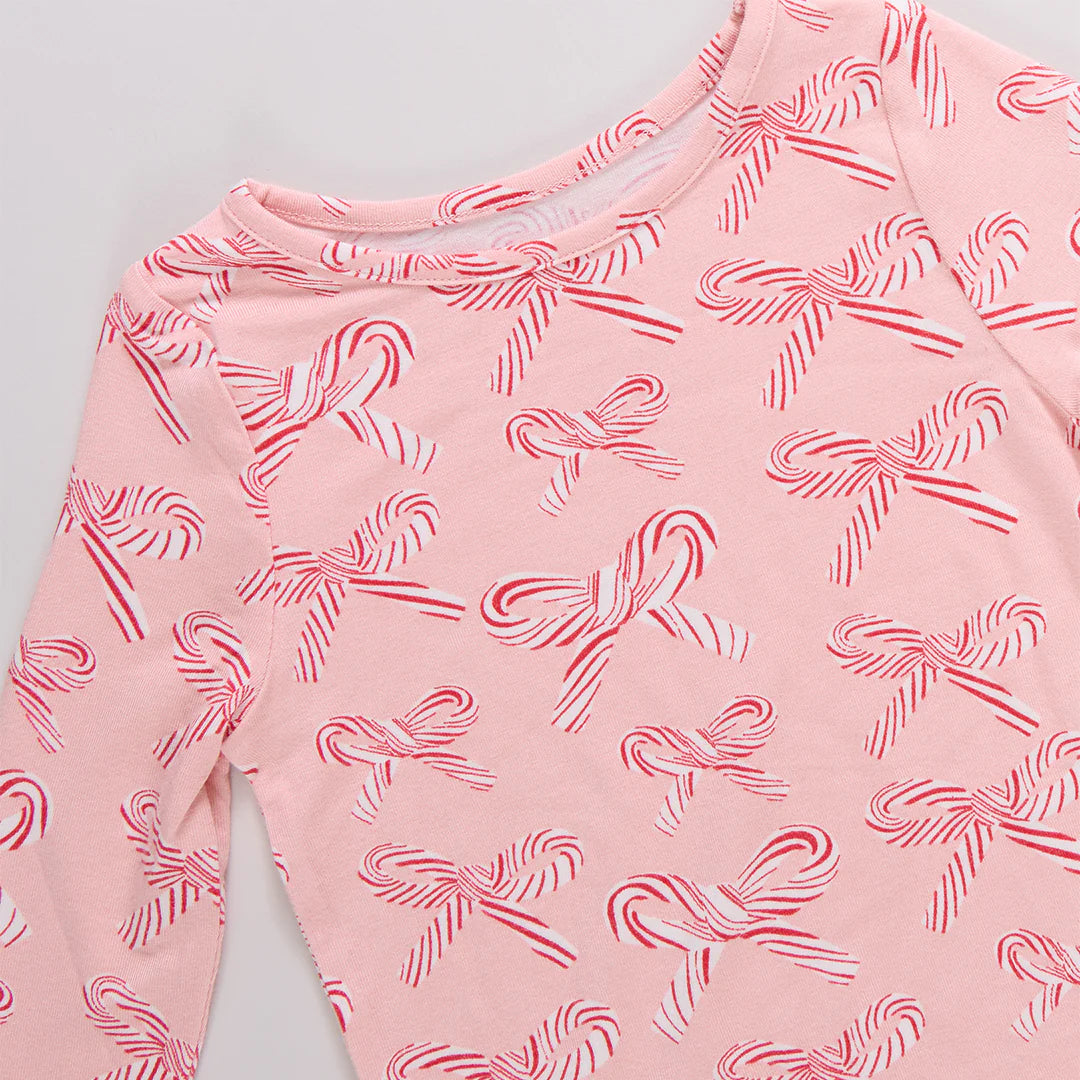 Bamboo Pajama Set Candy Cane Bows