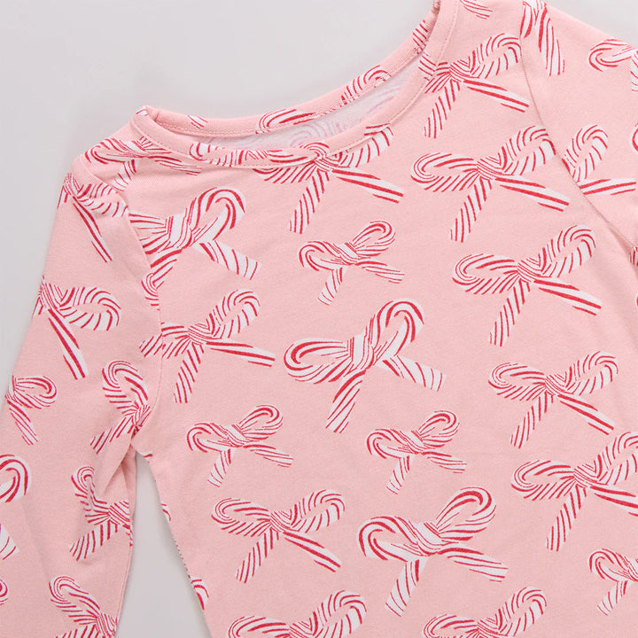 Bamboo Pajama Set Candy Cane Bows