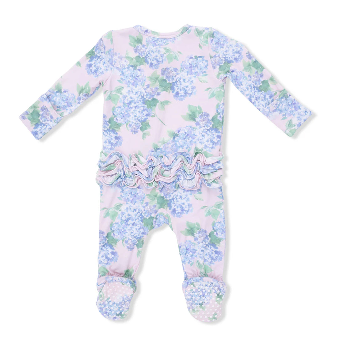 Hydrangea Ruffle Back Zipper Footie