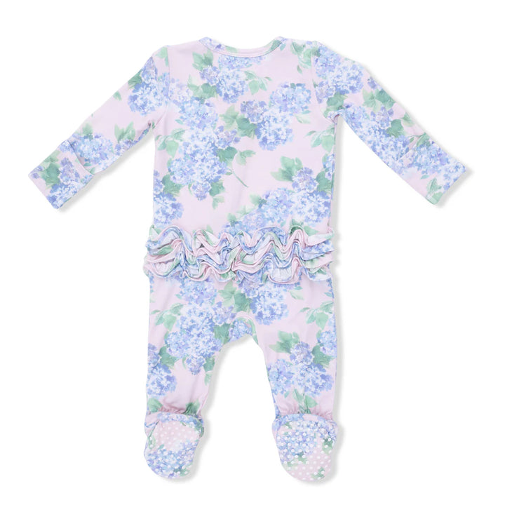 Hydrangea Ruffle Back Zipper Footie