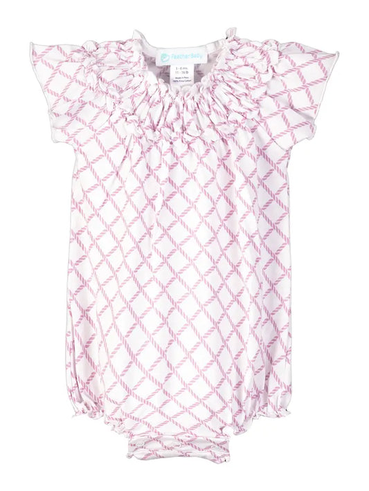 Ruched Bubble Pink Checked Rope