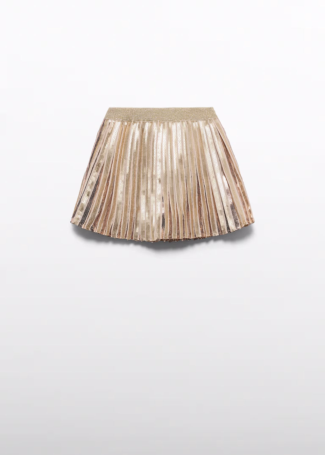 Gold Sequin Pleated Skirt