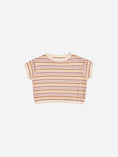 Load image into Gallery viewer, Boxy Crop Knit Tee Honeycomb Stripe
