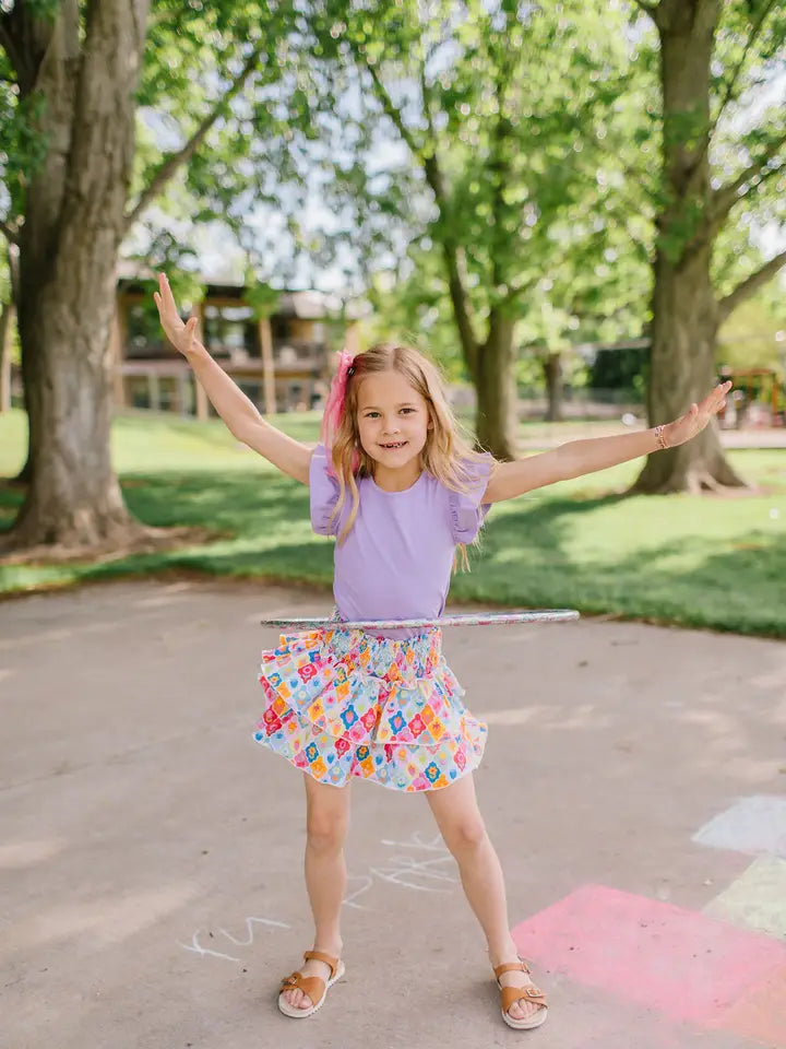 Ruffle Skort in Sunshine Tile | Girls Skirt - Skort | Summer