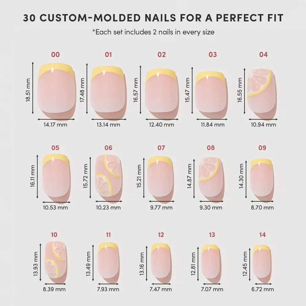 Limonata Press on Nails Yellow French Tip Squoval