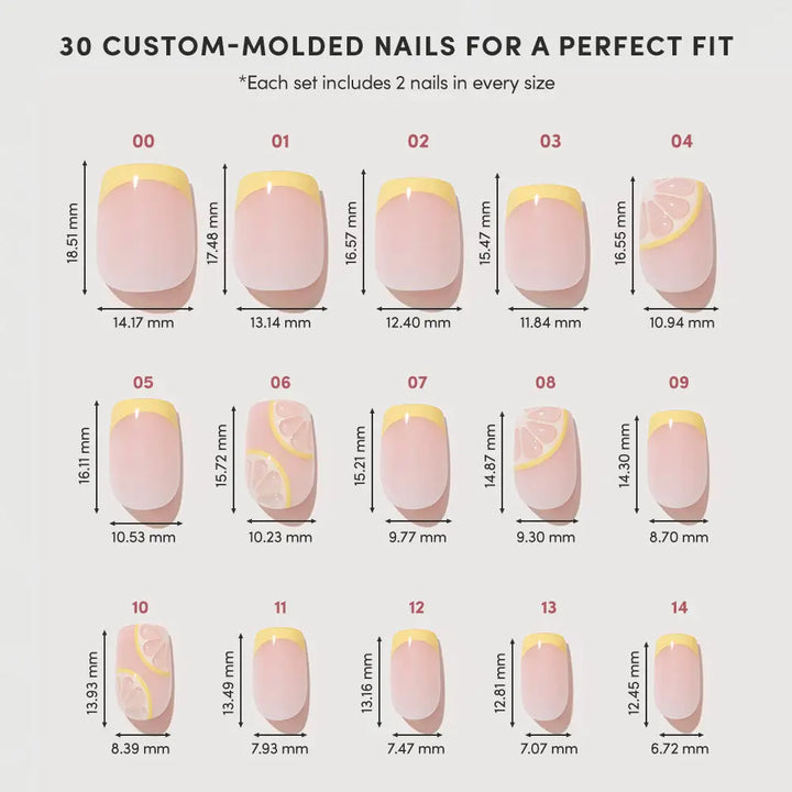Limonata Press on Nails Yellow French Tip Squoval