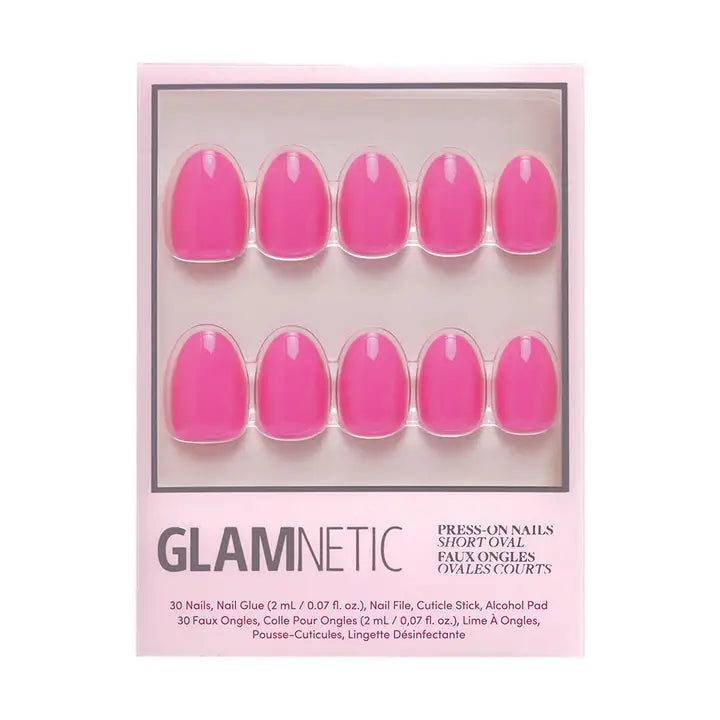 Hot Pink Press-On Nails | Solid Nails | Short Oval Length