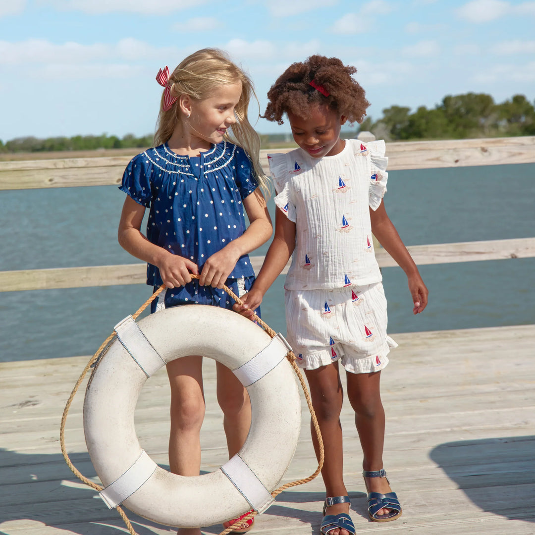 Girls Millie 2pc Set Navy Dot