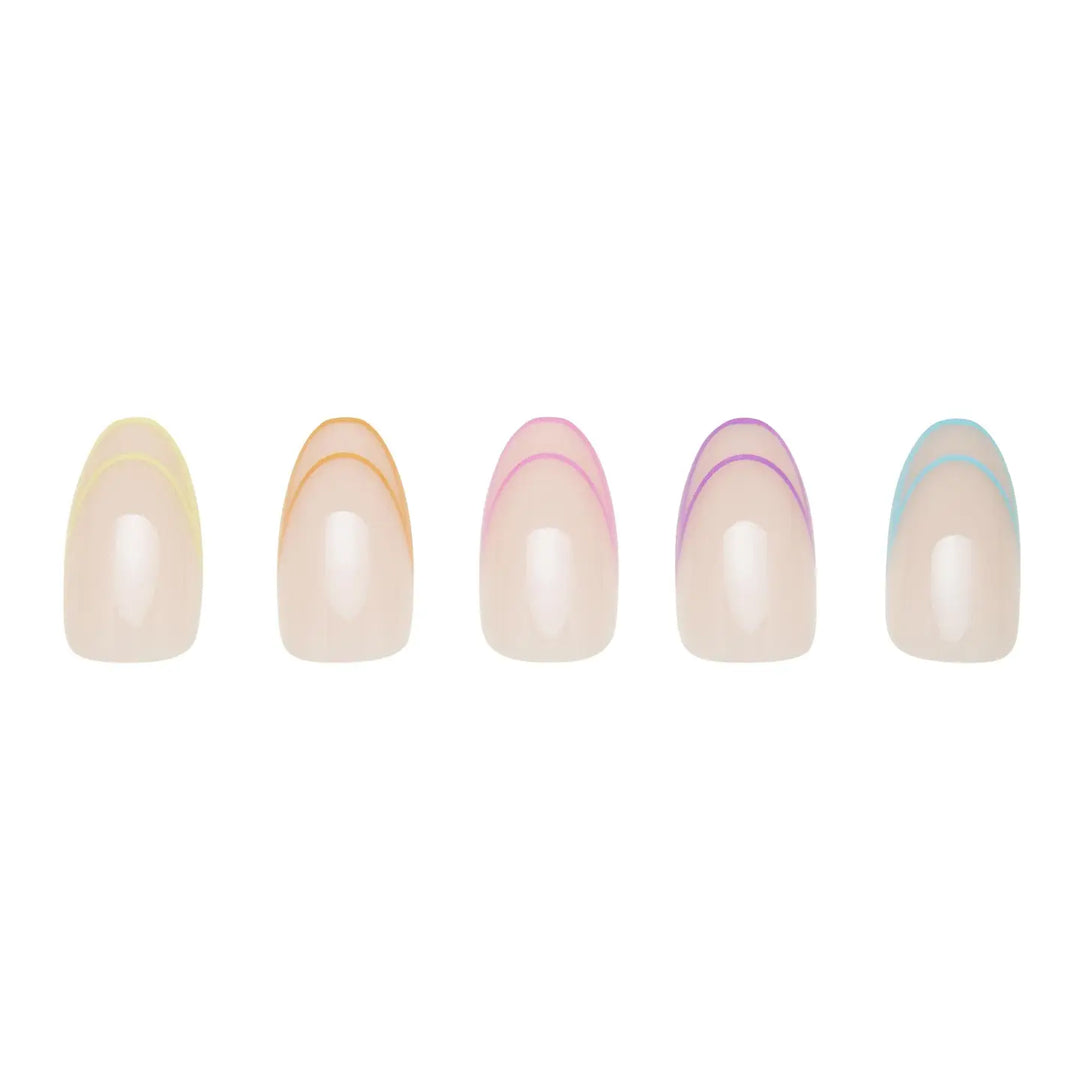 Neon Lights Press On Nails Short Oval