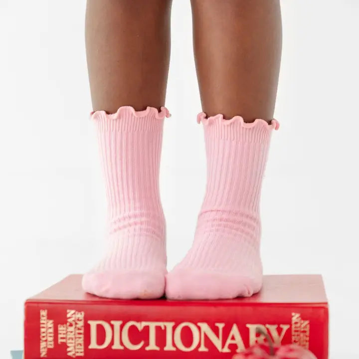 Blossom Ribbed Lettuce Trim Midi Sock