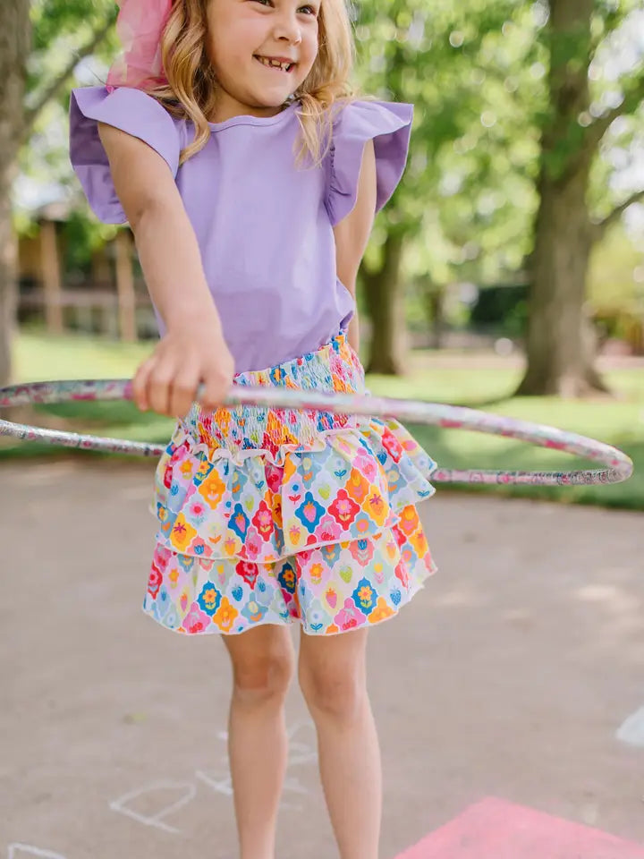 Ruffle Skort in Sunshine Tile | Girls Skirt - Skort | Summer