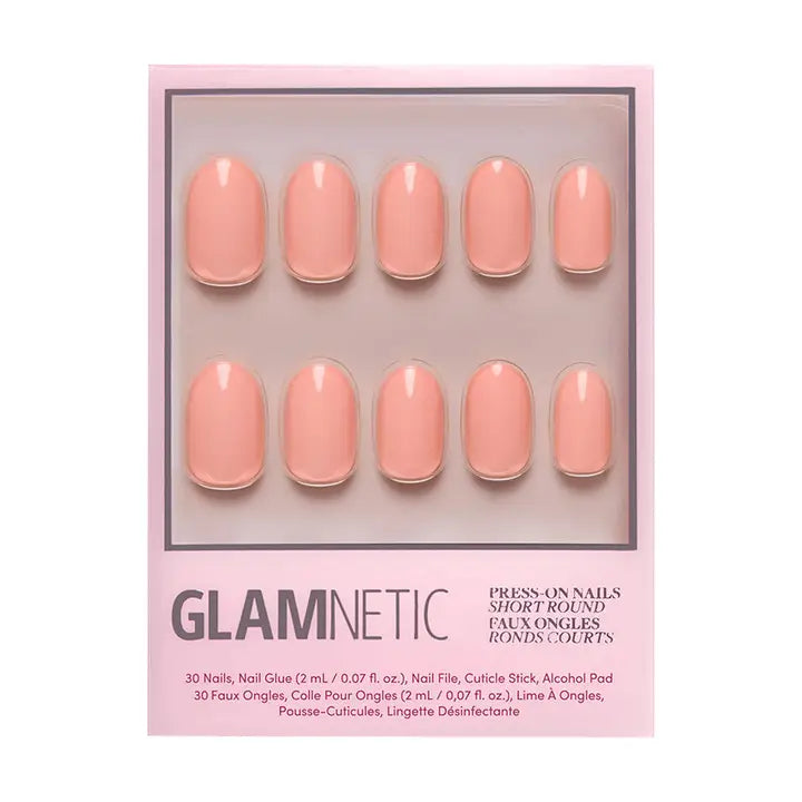 Peach Coral Press-On Nails | Short Round Solid Nail