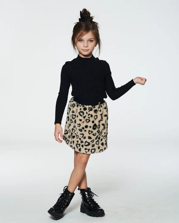 Leopard Faux Fur Skirt