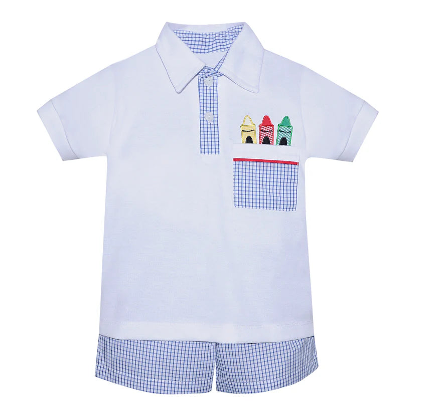 Royal Blue Crayon Short Set