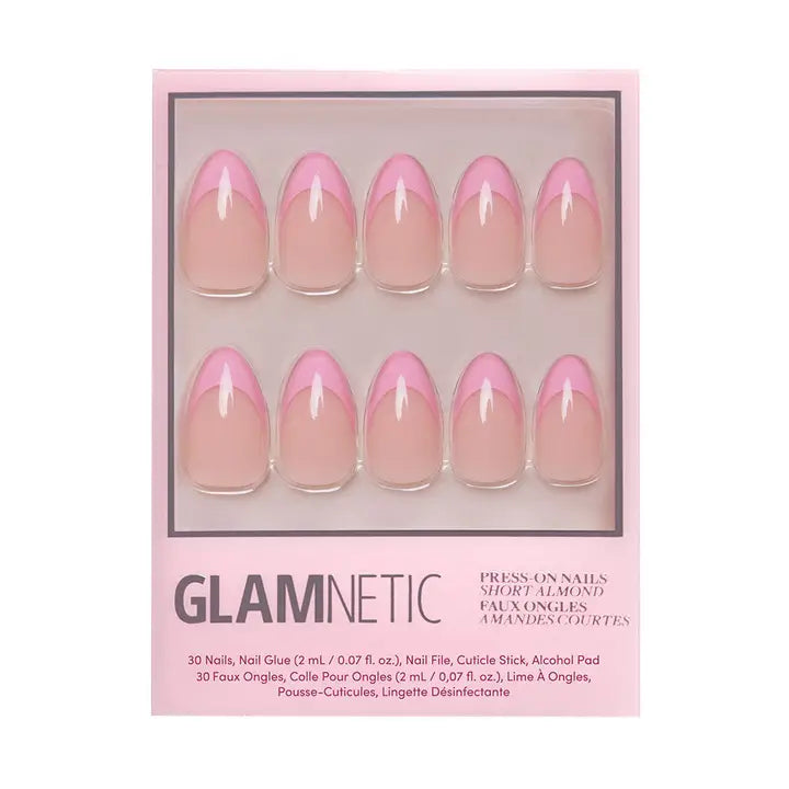 Pink Macaron Press-On Nails | Pink French Tip | Short Almond