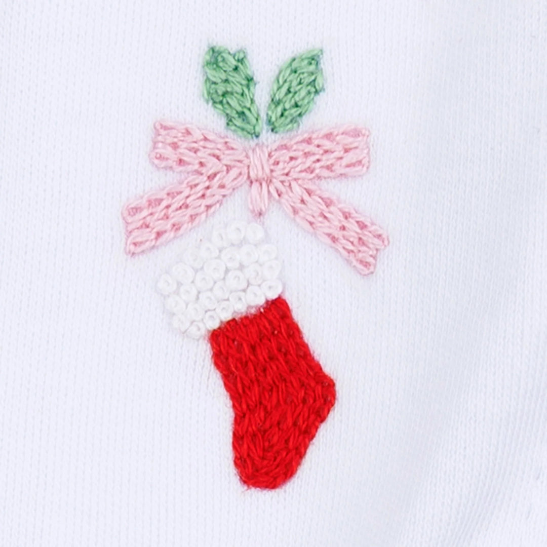 Jolly Ribbons Hand-Embroidered Ruffle Footie
