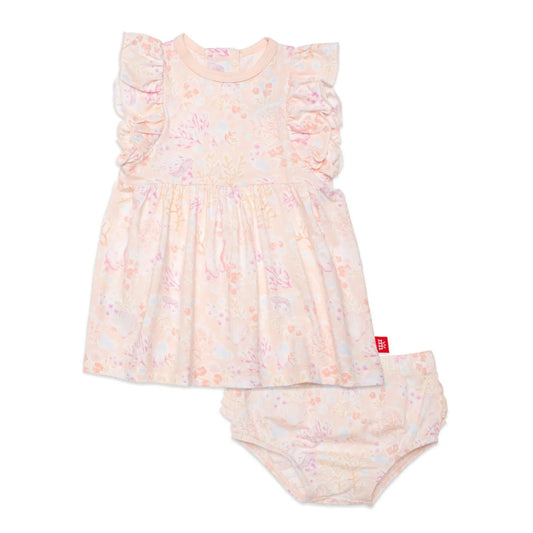 Floral Coral Dress with Diaper Cover