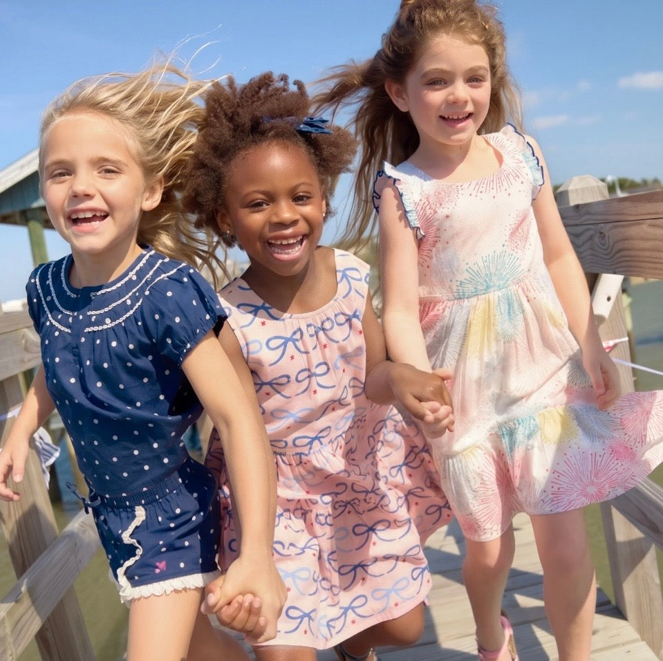 Girls Eloise Dress Pink Bows