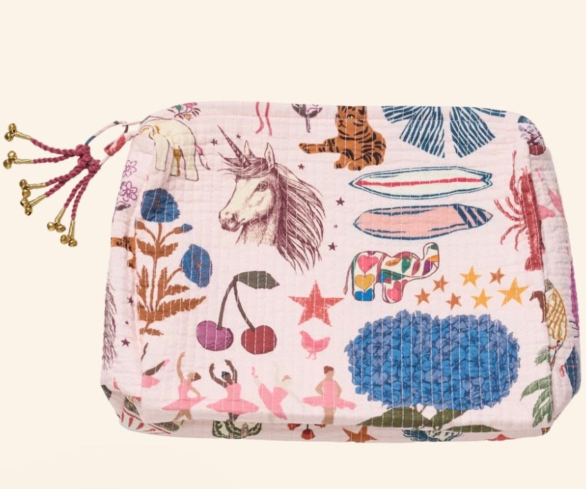 Large Quilted Pouch - 20 Years of Pink Chicken