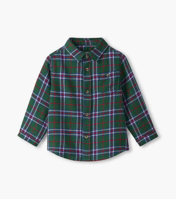 Holiday Plaid Easy Button Down Boys Shirt